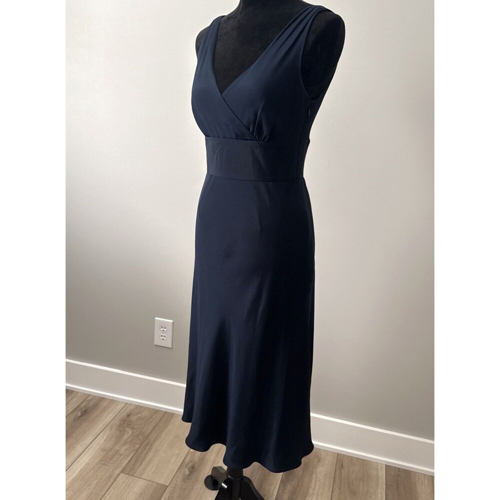 J. Crew Womens VTG 90s Y2K 100% Silk Sophia Midi Dress 6 Midnight Blue Classy